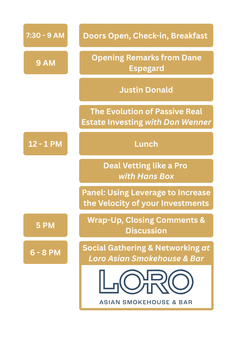 September 8th Lifestyle Investor Live Event Agenda